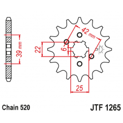JT 2021/12 ZĘBATKA PRZEDNIA 265 13 HONDA XL 250S '78-'81, XL 250K '76-'77 (26513JT) (ŁAŃC. 520)