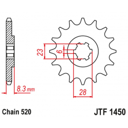 JT 2021/12 ZĘBATKA PRZEDNIA 436 14 SUZUKI LT 500 '88-92', RM 465 '81-82', RM 500 '83-84' (43614JT) (ŁAŃC. 520)