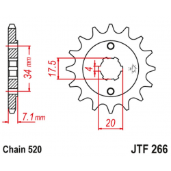 JT 2021/12 ZĘBATKA PRZEDNIA 266 14 HONDA CR 125 '79-'85 (26614JT) (ŁAŃC. 520)