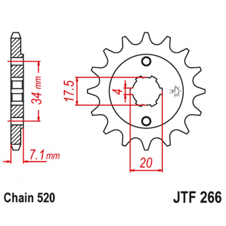 JT 2021/12 ZĘBATKA PRZEDNIA 266 14 HONDA CR 125 '79-'85 (26614JT) (ŁAŃC. 520)