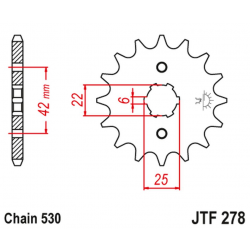 JT 2021/12 ZĘBATKA PRZEDNIA 278 14 HONDA CB 400N '79-'80 (27814JT) (ŁAŃC. 530)