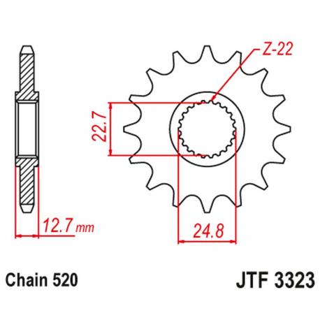 JT 2021/12 ZĘBATKA PRZEDNIA POLARIS 250/300/350/400/425 '89-99' (ŁAŃC. 520)