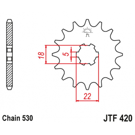 JT 2021/12 ZĘBATKA PRZEDNIA 420 15 SUZUKI GT 500 '75-78', T500 '68-75' (42015JT) (ŁAŃC. 530) NA ZAMÓWIENIE