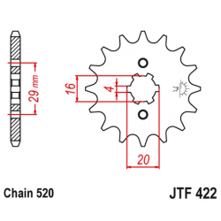 JT 2021/12 ZĘBATKA PRZEDNIA 514 15 KAWASAKI KX 125 '84-'93 (51415JT) (ŁAŃC. 520) NA ZAMÓWIENIE