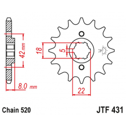 JT 2021/12 ZĘBATKA PRZEDNIA 431 11 SUZUKI PE 250 '78-'82, RM 250 '79-'81, RM 400 '78-'80 (43111JT) (ŁAŃC. 520)