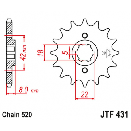 JT 2021/12 ZĘBATKA PRZEDNIA 431 11 SUZUKI PE 250 '78-'82, RM 250 '79-'81, RM 400 '78-'80 (43111JT) (ŁAŃC. 520)