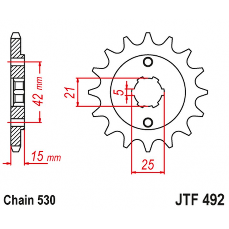 JT 2021/12 ZĘBATKA PRZEDNIA 7003 15 DUCATI 500/600 PANTAH SPORTS '80-84' (700315JT) (ŁAŃC. 530) NA ZAMÓWIENIE