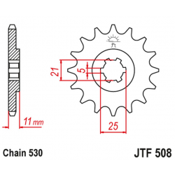 JT 2021/12 ZĘBATKA PRZEDNIA 722 16 CAGIVA 350 ALA ROSSA '83-84' KAWASAKI KH400/500 '72-77' (72216JT) (ŁAŃC. 530) NA ZAMÓWIENIE