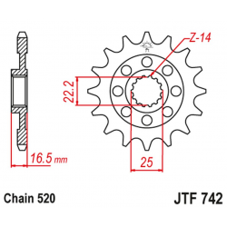 JT 2021/12 ZĘBATKA PRZEDNIA 2171 14 DUCATI 848/1098/1198 '07-'15 (217114JT) (MOD. ŁAŃC. 520)