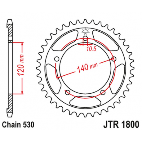 JT 2021/12 ZĘBATKA TYLNA 4409 44 TRIUMPH TIGER 1050 '07-'13 (440944JT) (ŁAŃC. 530) KOLOR CZARNY