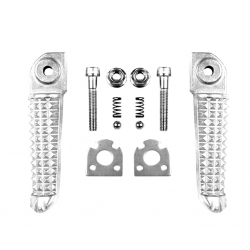 BIKETEC 2021/08 ZESTAW PODNÓŻKÓW PASAŻERA KOMPLETNY Z MOCOWANIAMI YAMAHA YZF R1 '02-12, YZF R6 '03-11 KOLOR SREBRNY