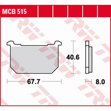 TRW LUCAS ZF KLOCKI HAMULCOWE KH068 ORGANIC KAWASAKI GPZ 400/500 '82-'84, Z 400/500 '81-'83, GPZ/Z/LTD 550 '80-'82, GT/GPZ/Z/LTD