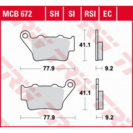 TRW LUCAS ZF KLOCKI HAMULCOWE KH213 ECO ORGANIC HONDA NX 500/650 DOMINATOR '95-'01, SLR 650 '97-'98, KTM SX/EXC/EGS/LC4/DUKE 125