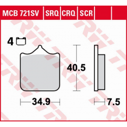 TRW LUCAS ZF KLOCKI HAMULCOWE KH604/4 SINTER TRACK APRILIA RSV 1000 MILE/R '01-'03, RSV 1000R '04-'10, DUCATI 748/749/996/998/99