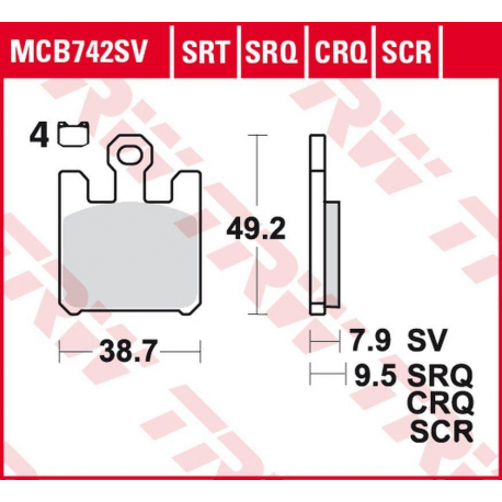 TRW LUCAS ZF KLOCKI HAMULCOWE KH369/4 SINTER TRACK KAWASAKI ZX-6RR 600, ZX-6R 636 '03-'06, ZX-10R '04-'07, ZX-12R '04-'06, SUZUK