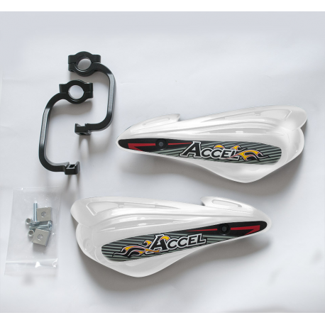 ACCEL OSŁONY RĄK (HANDBARY) Z MOCOWANIEM ALUMINIOWYM MX (22+28MM) (ALU-CZARNY, PLASTIK-BIAŁY)