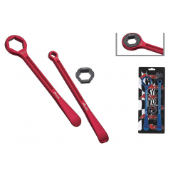 ACCEL KOMPLET ŁYŻEK DO OPON (23+24CM) ALU7075 KUTE Z KLUCZAMI 10,13,27,32 MM KOLOR CZERWONY