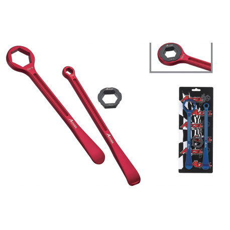 ACCEL KOMPLET ŁYŻEK DO OPON (23+24CM) ALU7075 KUTE Z KLUCZAMI 10,13,27,32 MM KOLOR POMARAŃCZOWY