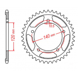 MTX PARTS 2023/03 ZĘBATKA TYLNA 4398 45 SUZUKI GSXR 600 '01-'05, GSXR 750 '06-'10 TRIUMPH 600/650 CAYTONA '03-'05 (JTR1792.45) (