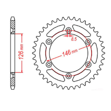 MTX PARTS 2023/03 ZĘBATKA TYLNA 808 44 SUZUKI RM/RMZ (JTR808.44) (ŁAŃC. 520)