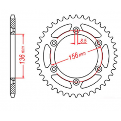 MTX PARTS 2023/03 ZĘBATKA TYLNA 702 43 HUSQVARNA SM 610 '08-'09, SUZUKI DR350 '90-'03, RGV 250 '91-'96 (JTR822.43) (ŁAŃC. 520)