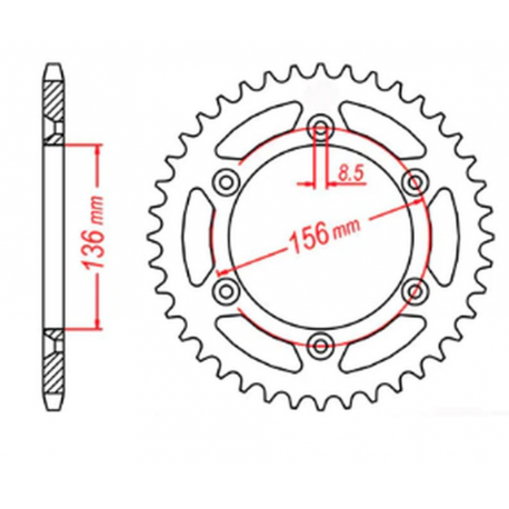 MTX PARTS 2023/03 ZĘBATKA TYLNA 702 45 HUSQVARNA TE 410 '99-'00, TE 610 '99-'09, SMR 450/630 '03-'04, SUZUKI DR 350 '90-'03 (JTR