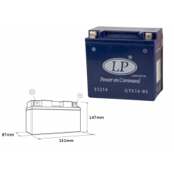 LANDPORT AKUMULATOR ŻELOWY GTX14-4 12V 12AH 152X88X147 BEZOBSŁUGOWY - ZALANY - ZASTĘPUJE GTX14BS L (4)