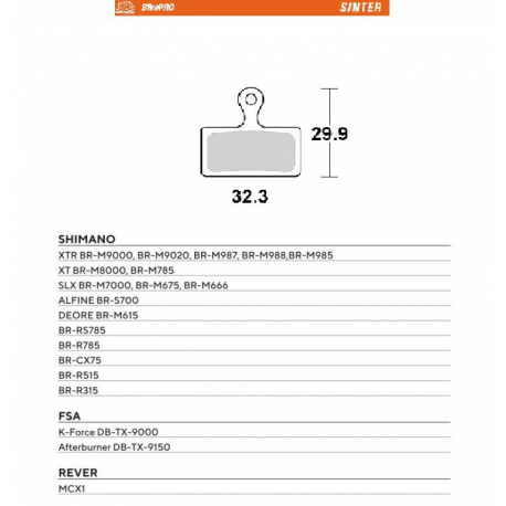 MOTO-MASTER BIKE PRO KLOCKI HAMULCOWE ROWEROWE SINTER METALICZNE PASUJE DO SHIMANO XTR BR-M9000, BR-M9020, BR-M987, BR-M988, BR-