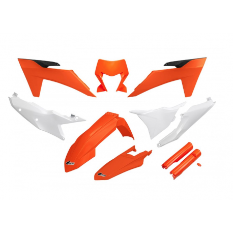 UFO KOMPLET PLASTIKÓW Z OSŁONAMI TELESKOPÓW (AMORTYZATORÓW) KTM EXC 150 / 250 / 300 '24, EXC-F 250 / 350 / 450 / 500 '24 KOLOR O