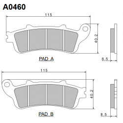 NISSIN KLOCKI HAMULCOWE KH261 / KH281 PREMIUM SEMI-METALLIC (SPIEK METALICZNY) (8,5MM) (ECE R90) (MADE IN JAPAN) (2P-250NS)