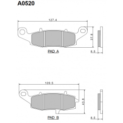 NISSIN KLOCKI HAMULCOWE KH229 PREMIUM SEMI-METALLIC (SPIEK METALICZNY) (ECE R90) (MADE IN JAPAN) (2P-260NS)
