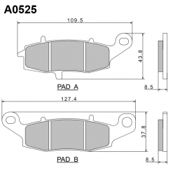 NISSIN KLOCKI HAMULCOWE KH231 PREMIUM SEMI-METALLIC (SPIEK METALICZNY) (ECE R90) (MADE IN JAPAN) (2P-257NS)