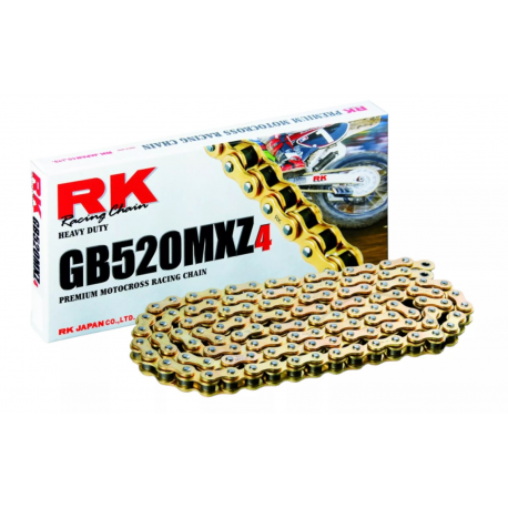 RK ŁAŃCUCH NAPĘDOWY (MOTOCROSS) 420MXZ4-140 ZAPINKA (CL) W ZESTAWIE KOLOR ZŁOTY (POJEMNOŚĆ: DO 150 CCM) (22,2 KN)