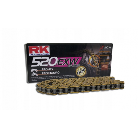 RK ŁAŃCUCH NAPĘDOWY GB520EXW-120 (XW-RING) ZAKUWKA (CLF) W ZESTAWIE KOLOR ZŁOTY (POJEMNOŚĆ: DO 750 CCM) (34,3 KN)