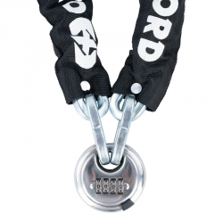 OXFORD ŁAŃCUCH ZABEZPIECZENIE ANTYKRADZIEŻOWE Z KŁÓDKĄ NA SZYFR 9.5mm x 1.5m