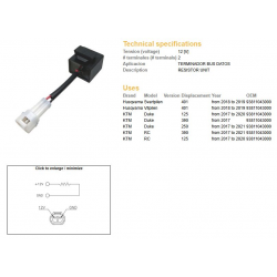 DZE PRZEKAŹNIK KTM 125 DUKE '17-'20 250 DUKE '17-'21 390 DUKE '17- RC 125/390 '17-'21 HUSQVQRNA 401 SVARTPILEN '18-'19 401 VITPI