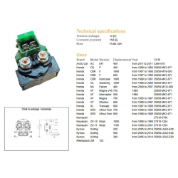 DZE PRZEKAŹNIK ROZRUSZNIKA HONDA CB 400F '89-'90 CBR 600F '87-'90 CBR1000F '89-'91 VF 500/700/750 '85- XL 600V TRANSALP '87-'99