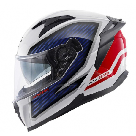 KAPPA KASK KV52 KRONOS INTEGRALNY Z BLENDĄ KOLOR BIAŁY CZERWONY NIEBIESKI CARBON LOOK ROZMIAR 58 / M (HOMOLOGACJA ECE 22R06)