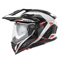KAPPA 2024/12 KASK KV33 GRAPHIC WIZZARD ENDURO DUAL OFF ROAD Z SZYBĄ I BLENDĄ KOLOR CZARNY BIAŁY CZERWONY ROZMIAR 54 / XS (HOMOL