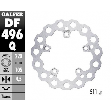 GALFER TARCZA HAMULCOWA TYŁ YAMAHA YZF-R6 '03-'23 YZF-R1 '04-'23 MT-10 '16- (CUBIQ FIXED) (220X105X5MM)