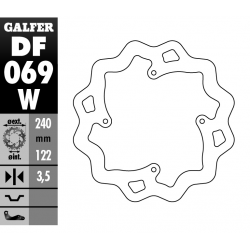 Galfer, zadní kotouč, Honda CR 125R/250R '95-'07, CR 500 '95-'00, CRF 250R/450R '02- WAVE (240X122X4MM)