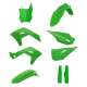 POLISPORT KOMPLET PLASTIKÓW (FULL KIT) KAWASAKI KX 125 '03-'08 KX 250 '03-'08 (RESTYLING NA MODEL 2026) W ZESTAWIE TABLICA PRZED