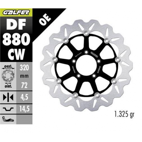 GALFER TARCZA HAMULCOWA PRZÓD DUCATI 749/848/899/959/999 '03- MONSTER 1100 '09 PANIGALE V2 955 '21- (WAVE FLOATING) (320X72X4,5M