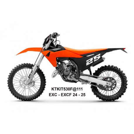 UFO 2025/04 KOMPLET PLASTIKÓW (FULL KIT) Z OSŁONAMI TELESKOPÓW (AMORTYZATORÓW) KTM EXC 150 / 250 / 300 TBI '24-'25, EXC-F 250 /