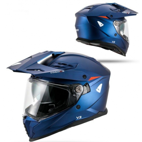 UFO 2026/01 KASK COSMOS OFFROAD / DUAL / TOURER / CROSSOVER Z SZYBĄ, DASZKIEM I BLENDĄ PRZECIWSŁONECZNĄ KOLOR NIEBIESKI/CZERWONY