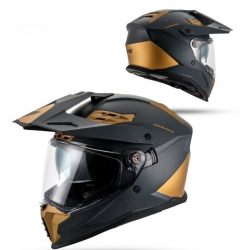 UFO 2026/01 KASK COSMOS OFFROAD / DUAL / TOURER / CROSSOVER Z SZYBĄ, DASZKIEM I BLENDĄ PRZECIWSŁONECZNĄ KOLOR CZARNY/ZŁOTY ROZMI