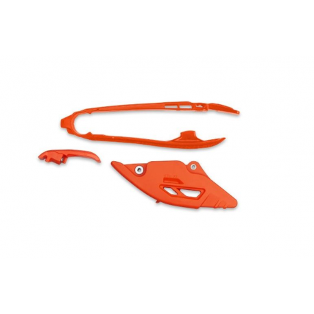 UFO 2026/01 KOMPLET ŚLIZG + PROWADNICA ŁAŃCUCHA KTM SX 125 / 150 / 250 / 300 '25-'26, SX-F 250 / 350 / 450 '25-'26 KOLOR POMARAŃ