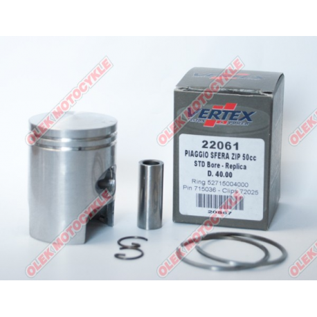 VERTEX TŁOK PIAGGIO SFERA,ZIP,QUARZ,FREE 40,20 MM (+0,20) ( PIERŚCIENIE 52715004020 X 2 SZT. )