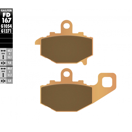 GALFER KLOCKI HAMULCOWE KH192 SPIEK METALICZNY (ZŁOTE) STREET TYŁ ER6/ZX6R/ZX9R/ZX10R '04-'10/Z1000/Z750/VERSYS 650 '06-'14