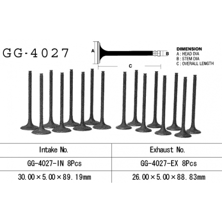 VESRAH ZAWÓR SSĄCY KAWASAKI ZX10 '88-'90 (ZX1000B1-B3) (30,0 X 5,0 X 88,83 MM) (OEM: 12005-1107) (1SZT.)